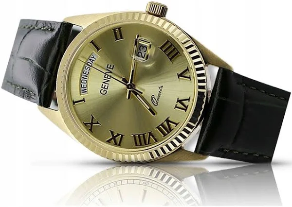 Złoty zegarek męski damski 14k 585 Geneve