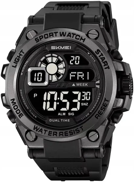 Zegarek męski Skmei pasek elektroniczny stoper timer alarm 12/24 h