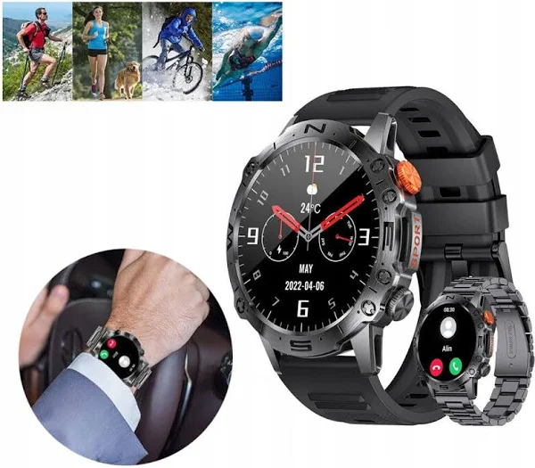 K59 Zegarek męski wojskowy bardzo mocny Smartwatch Rozmowy Sms Polskie Menu