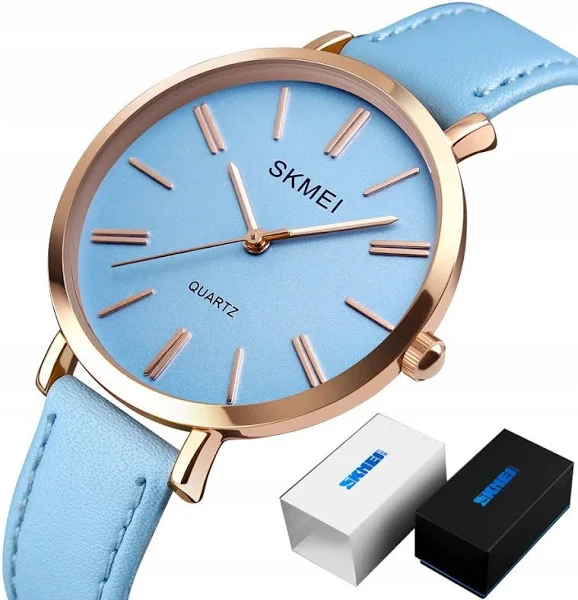 ZŁOTY ELEGANCKI ZEGAREK DAMSKI NA PREZENT SKÓRA !