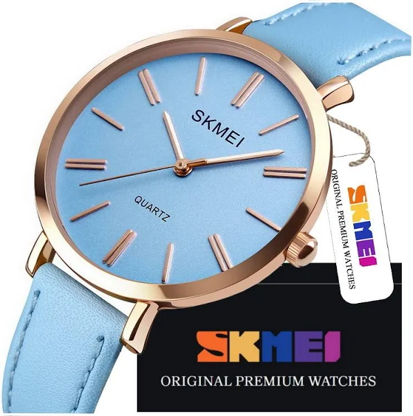 Elegancki zegarek damski na pasku skórzanym skmei czytelny różne kolory