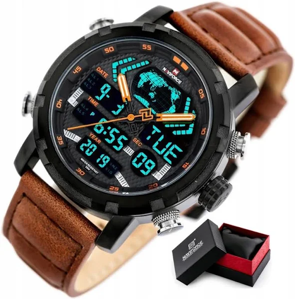Zegarek Męski Naviforce Neptun +pudełko +grawer stoper datownik skórzany