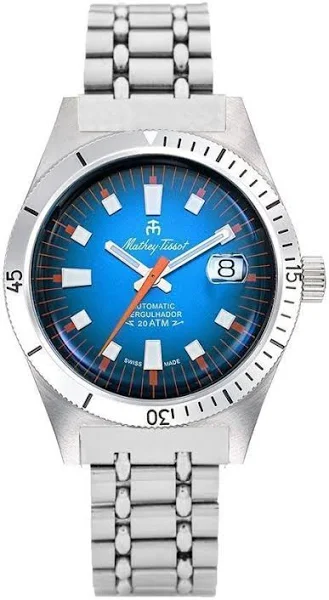 Mathey-Tissot Mergulhador Zegarek męski ze stali nierdzewnej w kolorze niebieskim z niebieską tarczą Automatyczny nurek MRG1 200