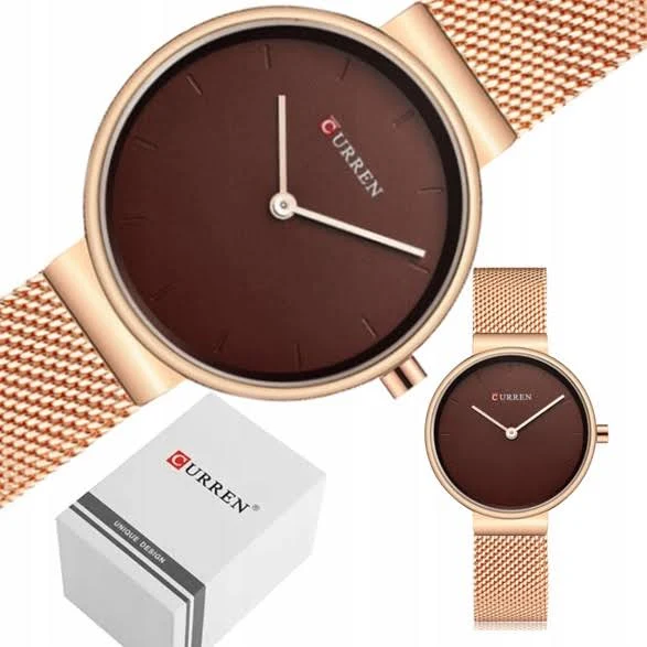 Zegarek Damski Klasyczny Styl Curren Pudełko Gold