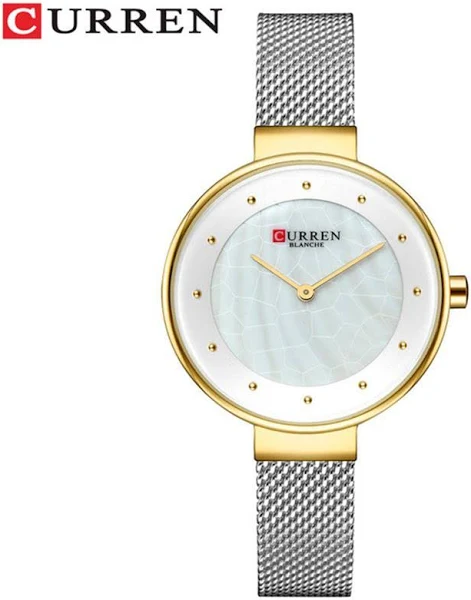 CURREN nowy topowy zegarek damski modny prosty zegarek kwarcowy dziewczęcy zegarek z cienkim paskiem z siateczki
