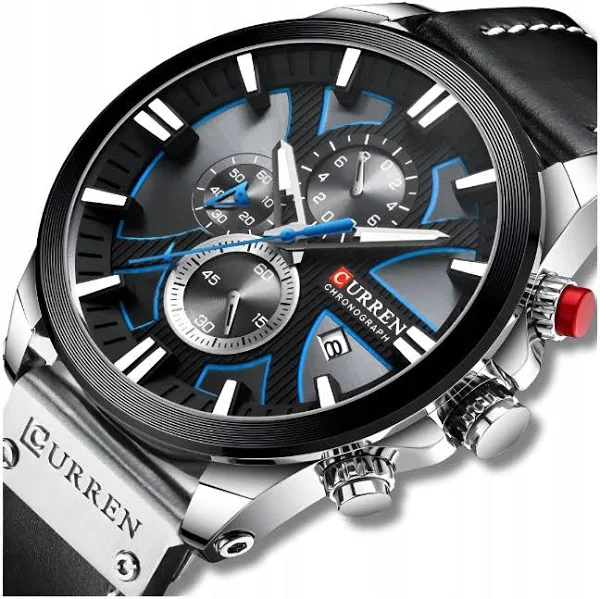 Curren elegancki zegarek męski datownik chonograf