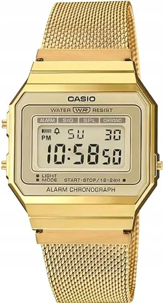 Zegarek Męski Casio Vintage Cyfrowy Regulowany Złoty Pudełko