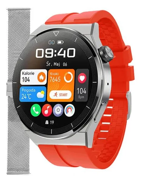 Zegarek Smartwatch Enter SAT.111.235.1411-SET Czerwony pasek bransoleta