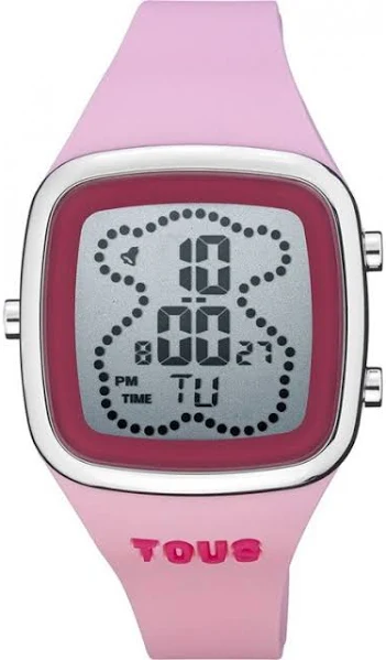 Zegarek Cyfrowy Z Różowym Silikonowym Paskiem I Kopertą Ze Stali Tous B-Time