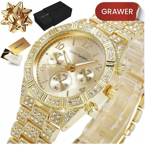 Złoty Zegarek Damski Z Kryształami Na Bransolecie 585 Dla Żony