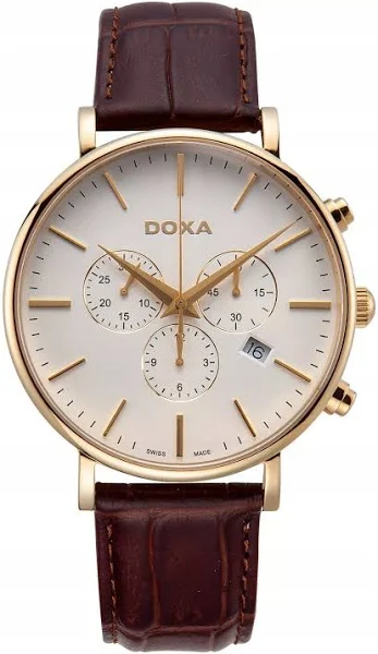 Doxa zegarek męski z chronografem złoty pasek data 172.30.011.02