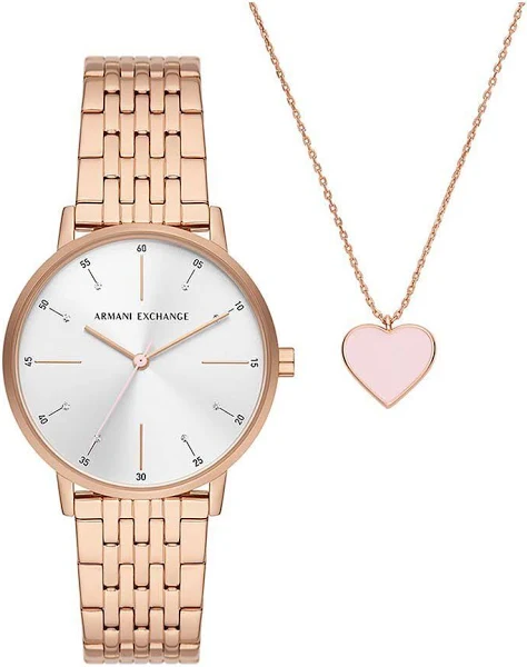 Armani Exchange zegarek i naszyjniki kolor złoty
