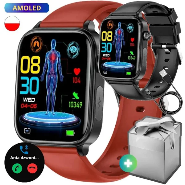 męski smartwatch z Ekg RNCF33 Zestaw