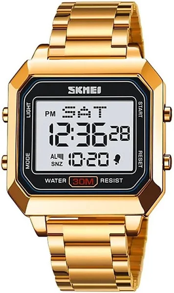 Skmei męski elektroniczny kwadratowy stalowy pasek studencki wielofunkcyjny sportowy wodoodporny elektroniczny zegarek nocny 2149