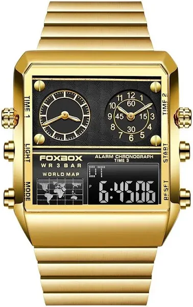 FOXBOX nowy kreatywny kwadratowy zegarek męski Top marka luksusowy zegarek cyfrowy moda zegarki z