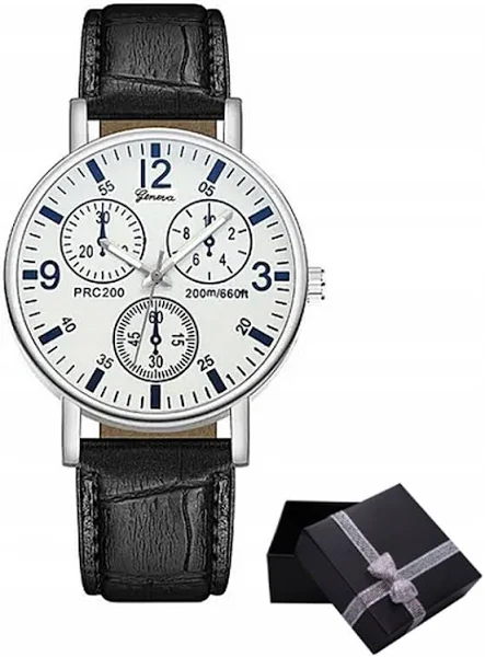 Zegarek Męski Biała Tarcza Pudełko Dzień Ojca C3339