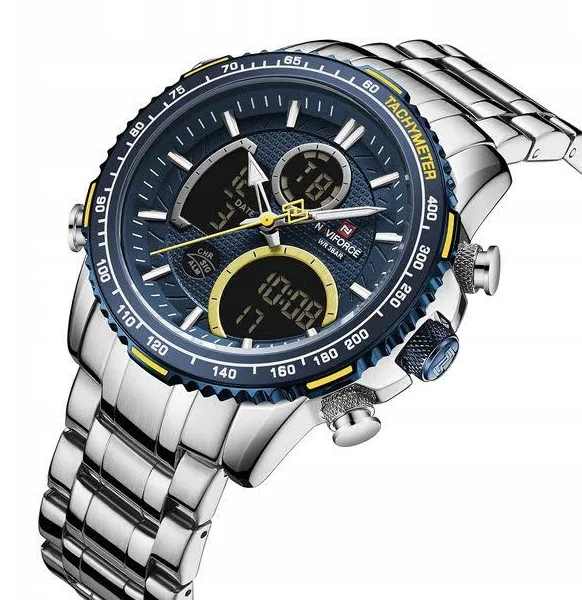 Zegarek Męski Naviforce Luxury Podświetlenie Stalowa Bransoleta 4 Kolory