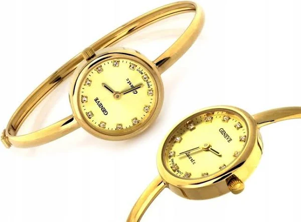 Złoty zegarek 585 na sztywnej bransoletce damski r17 14K dla nie