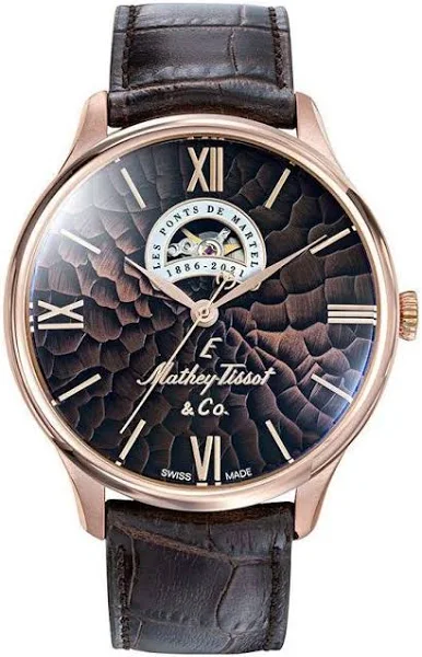 Zegarek Mathey-Tissot Edmond edycja limitowana Open Heart z brązową tarczą automatyczny męski MC1886PI