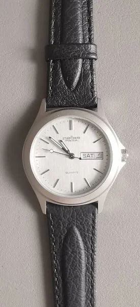 Pallas Para Kwarcowy Zegarek Na Rękę Z Czarnym Skórzanym Paskiem Bez