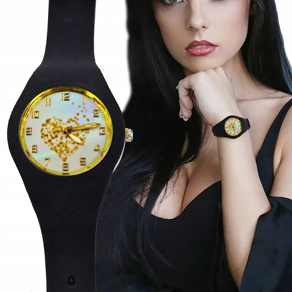 Nowoczesny Stylowy Silikonowy Zegarek Damski Kwarcowy