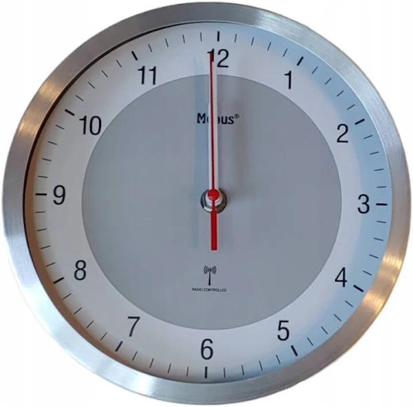 Zegar ścienny radiowy Mebus srebrny biały szary 20cm sterowany radiowo mały