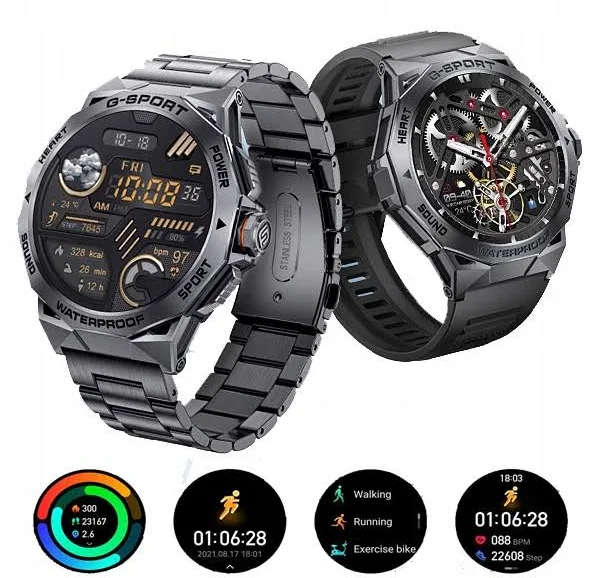 Wojskowy Inteligentny Zegarek Męski (odbiór Połączenia/dial) Wodoodporny 1,43" Zewnętrzny