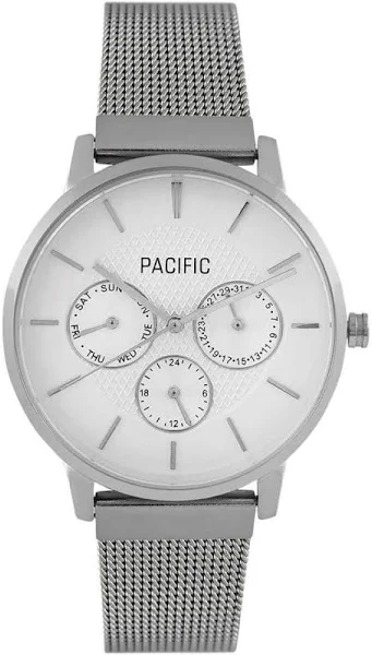 Pacific Srebrny damski zegarek z multidatownikiem Pacific X6202-01