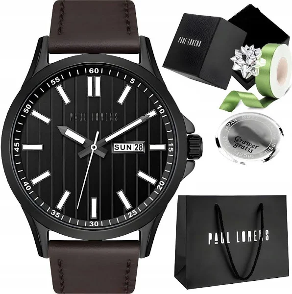 Zegarek męski Paul Lorens Torent klasyczna tarcza z datownikiem Box +grawer