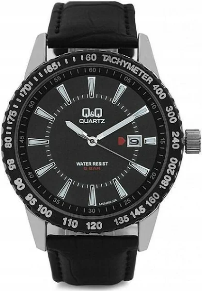 Qq A450J302Y Zegarek Męski Czarny Pasek Czarna Tarcza 5 Bar Data