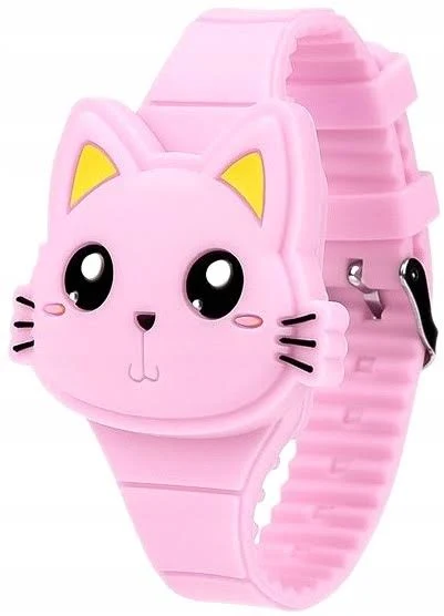Silikonowy kot kotek zegarek dziecięcy dziewczynki