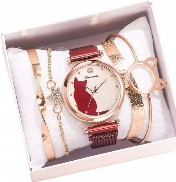 Y2 Zestaw Zegarek Damski kwadrat Bransoletka Kot