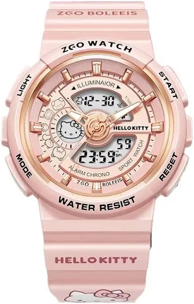 Cyfrowy zegarek dla dziewczynek ZGO×Hello Kitty. dla studentów. Świecący zegarek. Wodoodporny