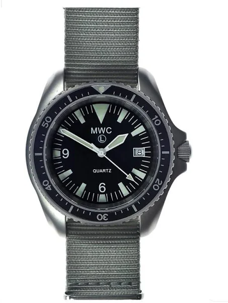 MWC 1999-2001 szwajcarski kwarcowy czarny stal NATO tkanina wojskowy vintage męski zegarek