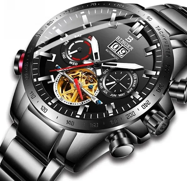 Szwajcaria automatyczny zegarek mężczyźni BINGER mechaniczne zegarki męskie sport zegarek wojskowy