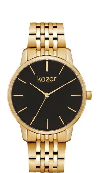 Złoto-czarny zegarek damski na bransolecie