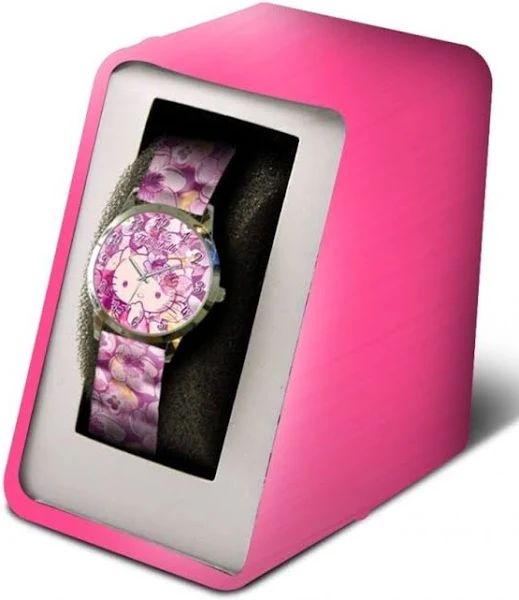 Euroswan Zegarek analogowy z fioletowum paskiem w metalowym opakowniu Hello Kitty Kids HK50027