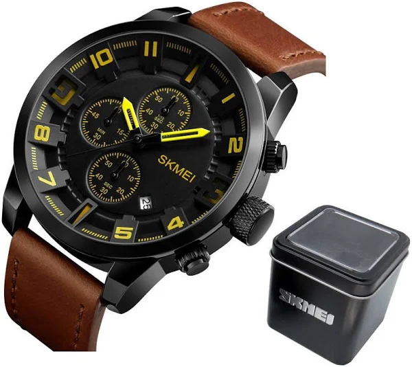Elegancki Zegarek Męski Skmei 100% Skóra Naturalna