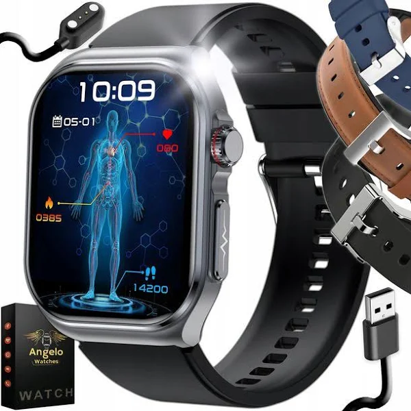 Smartwatch Zegarek Męski Pomiar Cukru Glukoza Ekg Ciśnieniomierz Amoled Pl