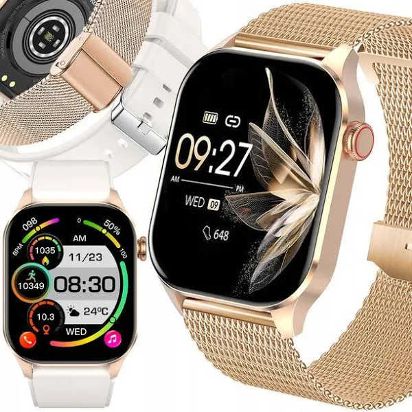 Smartwatch Damski Pomiar Glukozy Ciśnienie Kroki Menu Pl Rozmowy 2 Paski