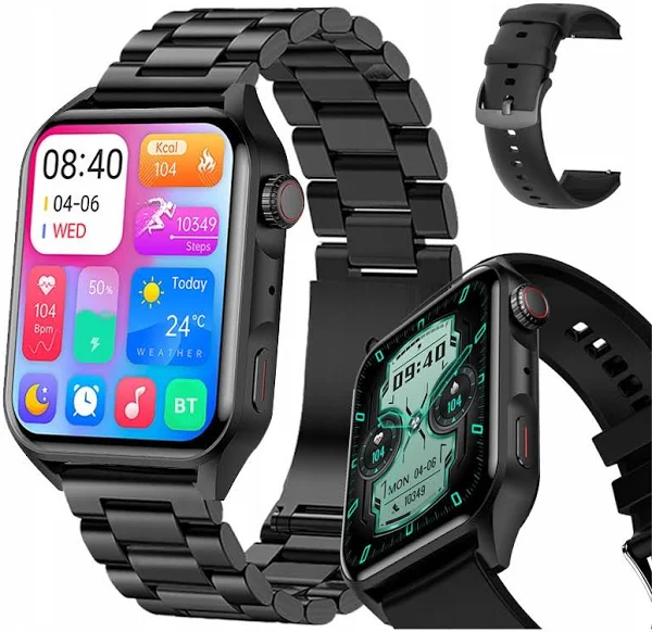 Zegarek Kardiowatch Amoled Ciśnieniomierz Pulsometr Rozmowy 2paski J.polski