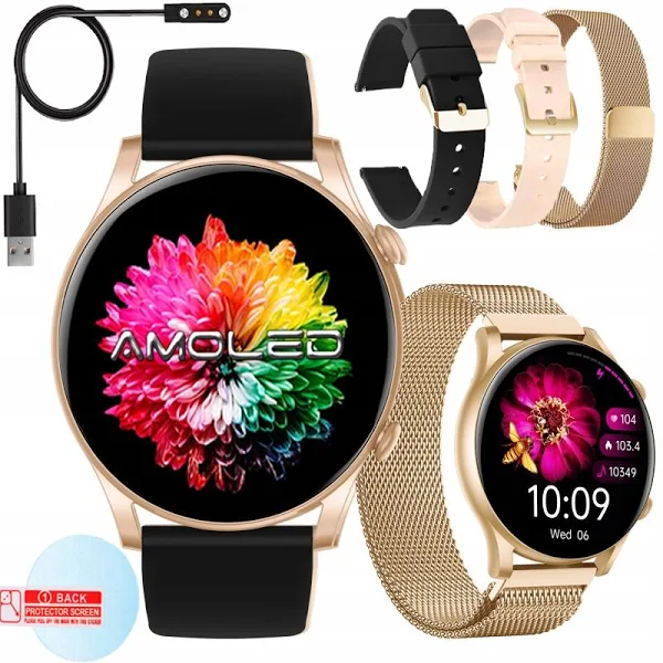 Smartwatch Zegarek Damski Polskie Menu Rozmowy Sport Amoled