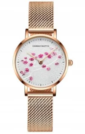 Zegarek damski bransoletka mesh kwiaty Floral
