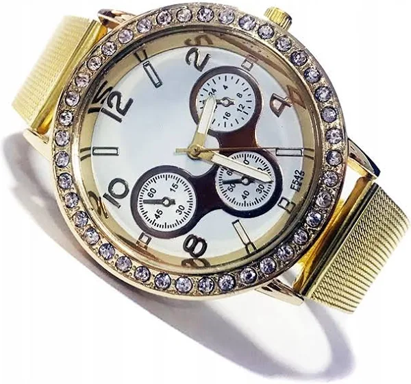 Zegarek damski Geneva -bransoleta mesh złoty srebrny