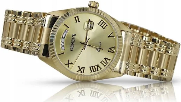 Złoty zegarek męski 14k 585 Geneve mw013ydyy&mbw006yo