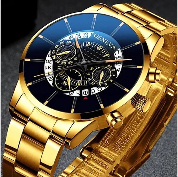 2020 Fashion Zegarek nareczny z datownikiem Quartz Classic Gold