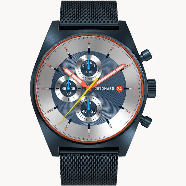 Zegarek męski Ciemnoniebieski Srebrny Chronograf obudowa ze stali chirurgicznej