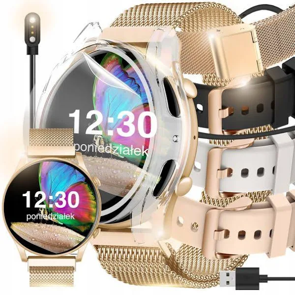 Smartwatch ZEGAREK damski polskie menu rozmowy sport SMART WATCH 4 paski