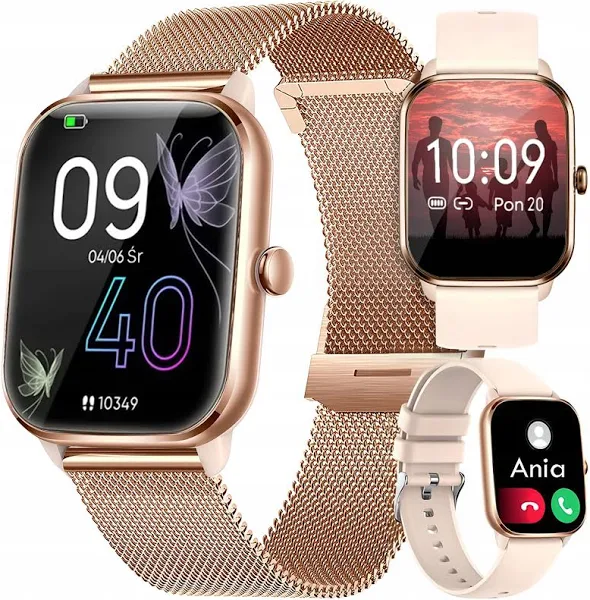 Smartwatch Zegarek Damski Polskie Menu Rozmowy Sms Smart Watch + 2 Pask