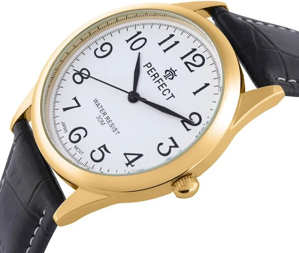Zegarek męski klasyczny kwarcowy pasek skórzany analog Perfect